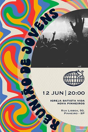 Modelo de Convite de Ocasioes especiais - Groovy Jovem Colorido Convite de Ocasioes especiais - Groovy Jovem Colorido