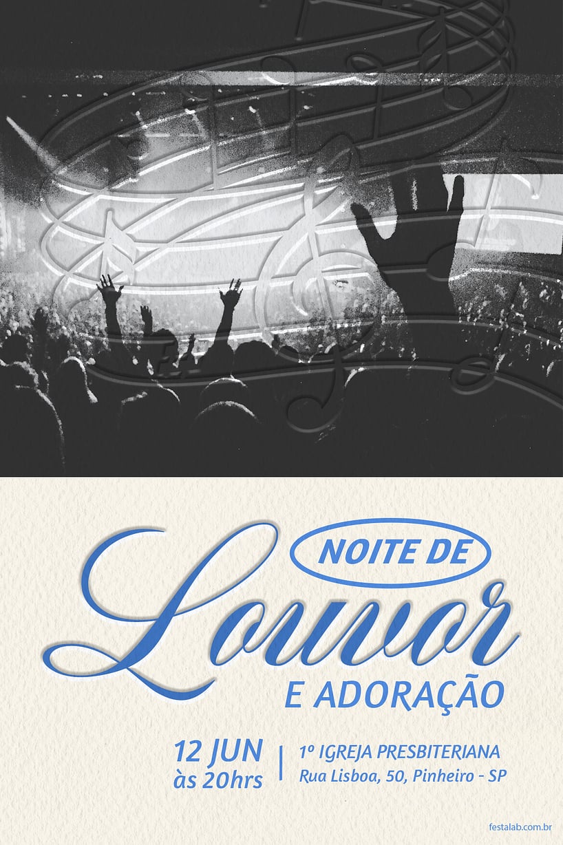 Convite Grupo de Louvor grátis para editar