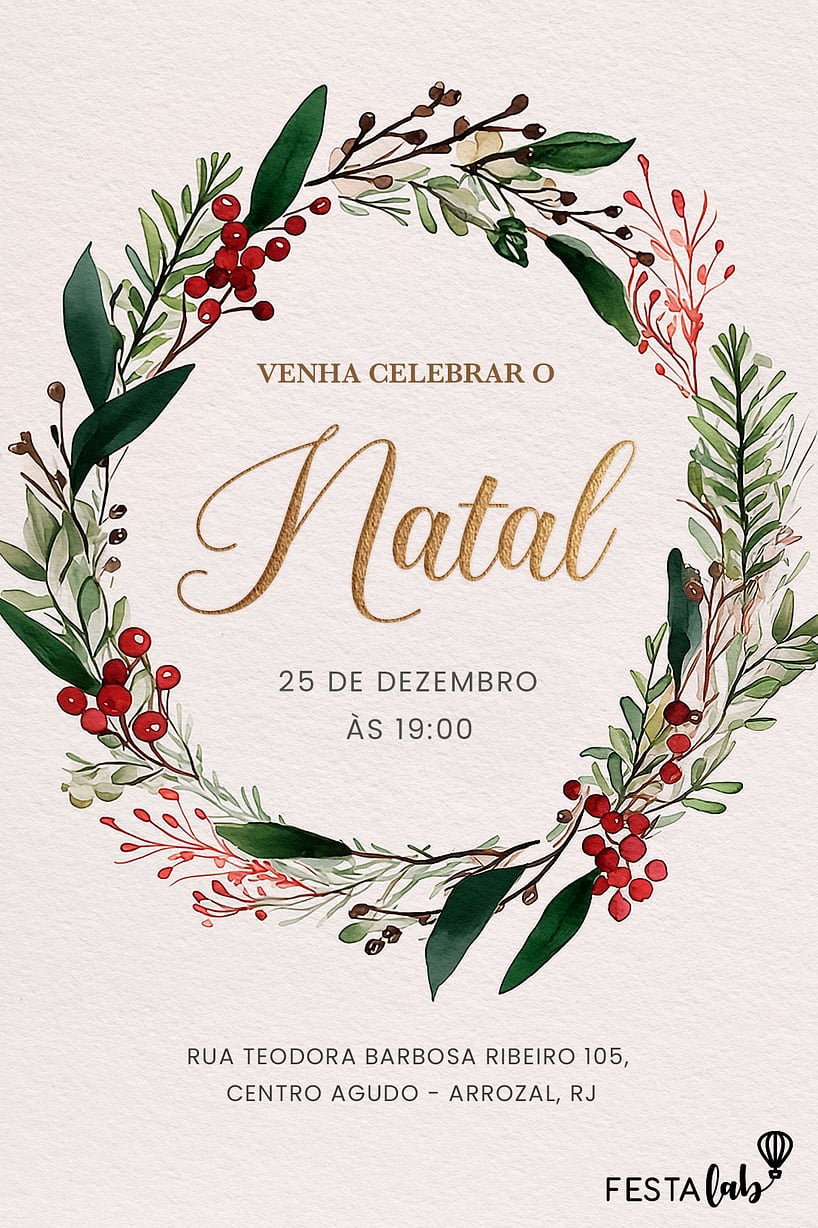 Convite de Ocasioes especiais - Guirlanda Festiva