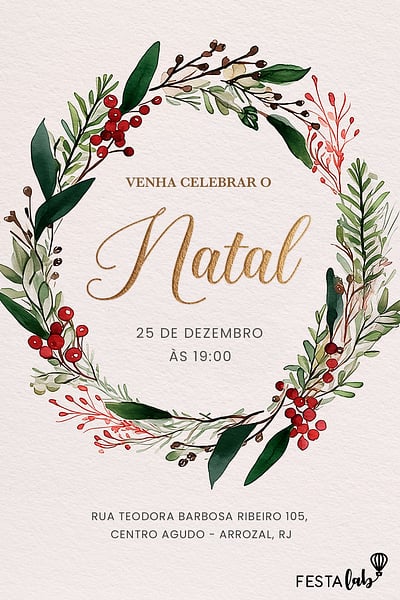 Modelo de Convite de Ocasioes especiais - Guirlanda Festiva Convite Guirlanda Festiva grátis para editar