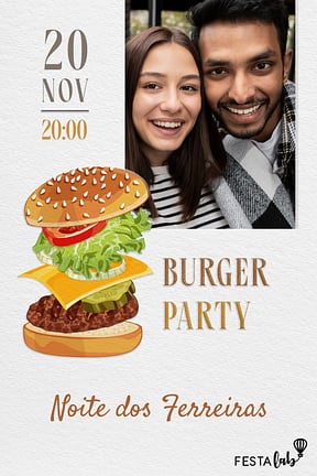 Convite de Ocasioes especiais - Hamburguer