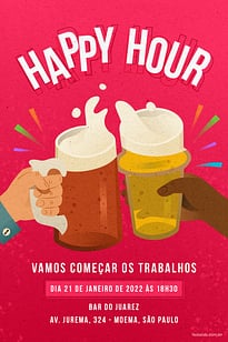 Convite Happy Hour! grátis para editar