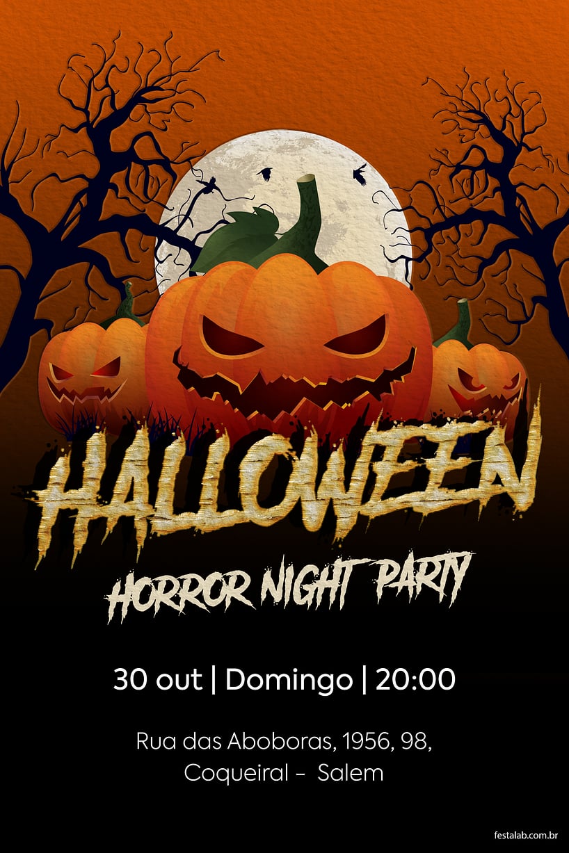 Convite de Ocasioes especiais - Horror Night Party