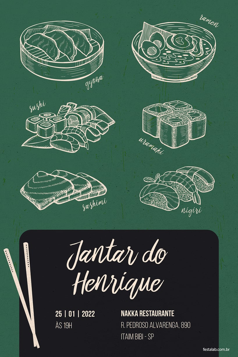 Convite de Ocasioes especiais - Jantar Ramen