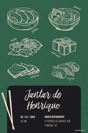 Modelo de Convite de Ocasioes especiais - Jantar Ramen Convite de Ocasioes especiais - Jantar Ramen