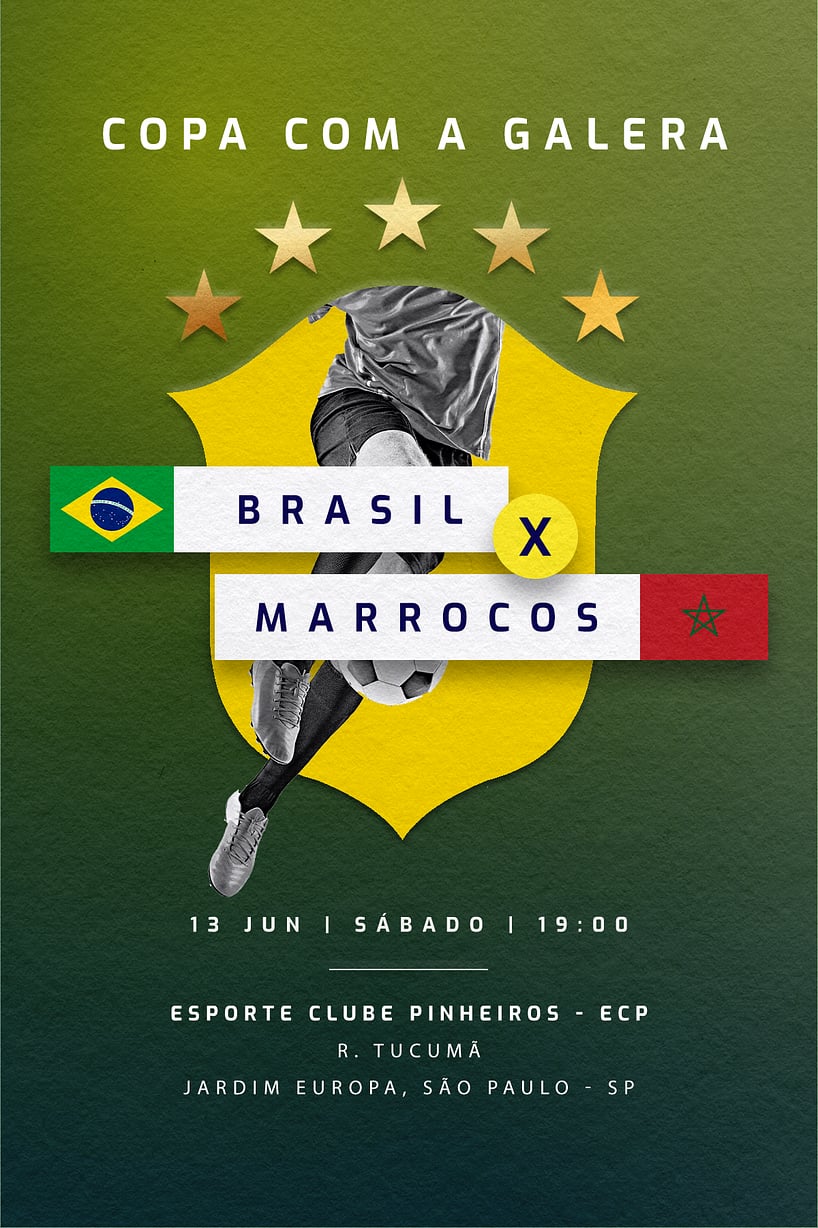 Convite Jogo do Brasil na Copa do Mundo grátis para editar