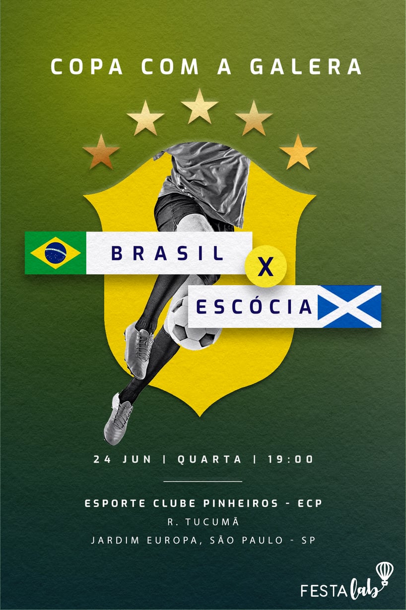 Convite de Ocasioes especiais - Jogo do Brasil na Copa do Mundo