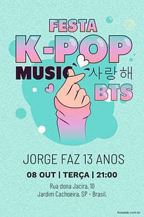 Modelo de Convite de Ocasioes especiais - Kpop Convite Kpop grátis para editar