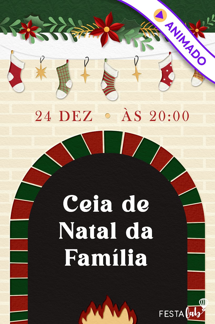 Convite de Ocasioes especiais - Lareira Natalina