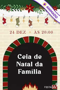 Convite Lareira Natalina grátis para editar