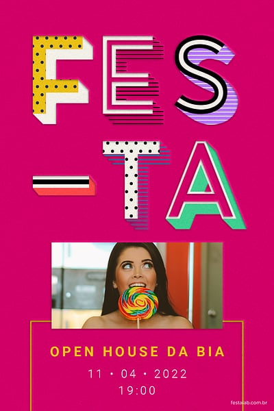 Modelo de Convite de Ocasioes especiais - Letras Festivas Convite Letras Festivas grátis para editar