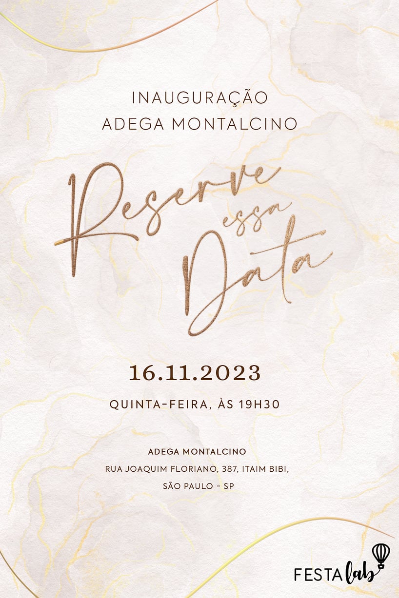 Convite Mármore Elegante Branco grátis para editar