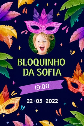 Modelo de Convite de Ocasioes especiais - Mascaras de Carnaval Convite de Ocasioes especiais - Mascaras de Carnaval