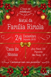 Modelo de Convite de Ocasioes especiais - Natal Convite Natal grátis para editar