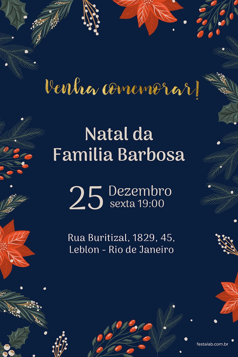 Criar convite de Ocasiões especiais - Natal Azul| FestaLab