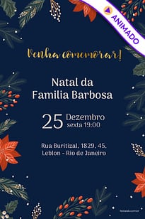 Modelo de Convite de Ocasioes especiais - Natal Azul Convite Natal Azul grátis para editar