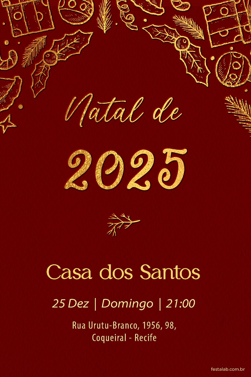 Criar convite de Ocasiões especiais - Meu Natal Vermelho| FestaLab