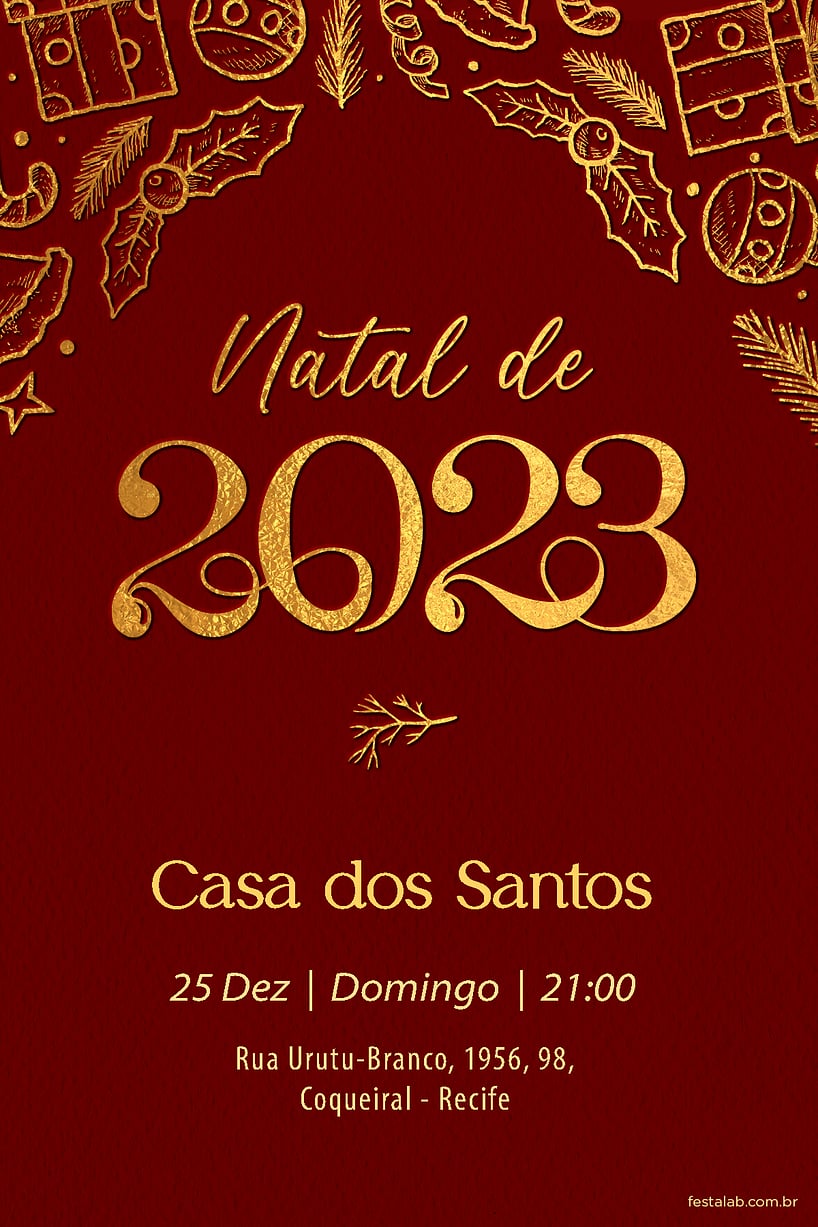 Criar convite de Ocasiões especiais - Natal de 2023| FestaLab