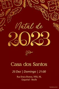 Modelo de Convite de Ocasioes especiais - Natal de 2023 Convite Natal de 2023 grátis para editar