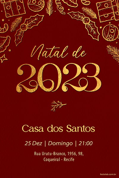 Modelo de Convite de Ocasioes especiais - Natal de 2023 Convite Natal de 2023 grátis para editar