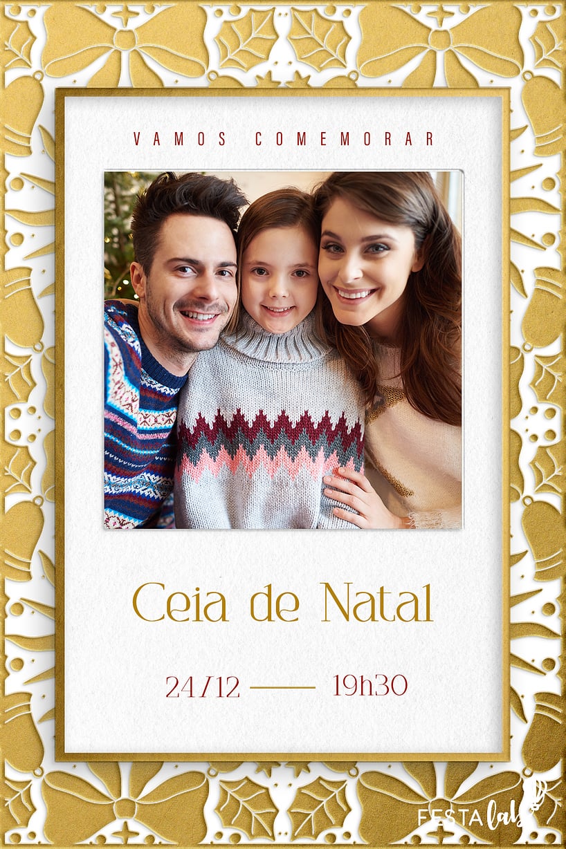 Convite de Ocasioes especiais - Natal Elegante Dourado