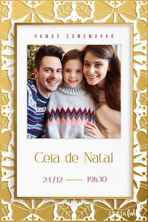 Modelo de Convite de Ocasioes especiais - Natal Elegante Dourado Convite de Ocasioes especiais - Natal Elegante Dourado