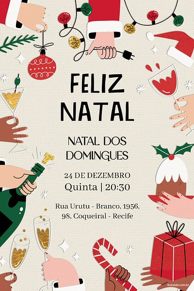 Modelo de Convite de Ocasioes especiais - Natal em familia Convite Natal em família grátis para editar