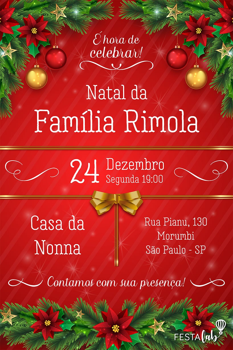 Modelo de Convite de Ocasioes especiais - Natal Criar convite de Ocasiões especiais - Natal| Festalab