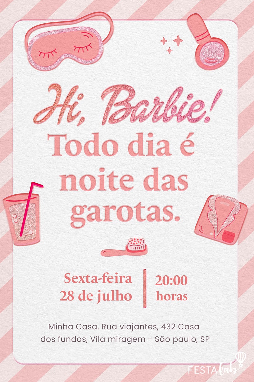 Convite Virtual - Barbie - Tudinho de Biquinho