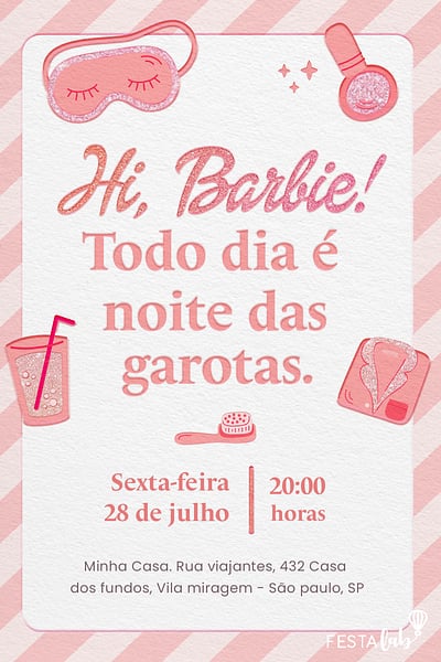 Modelo de Convite de Ocasioes especiais - Noite das Garotas Convite Noite das Garotas grátis para editar