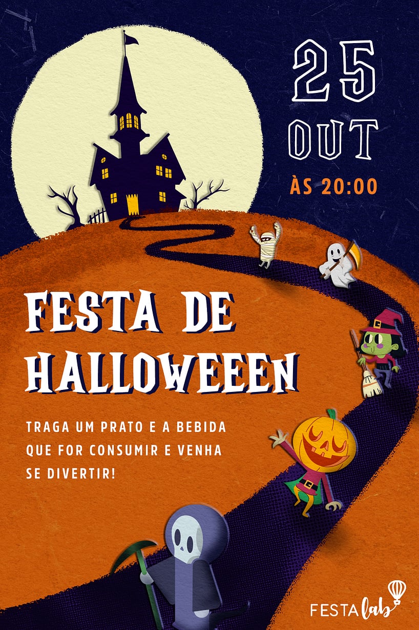 Criar convite de Ocasiões especiais - Noite de Halloween| FestaLab