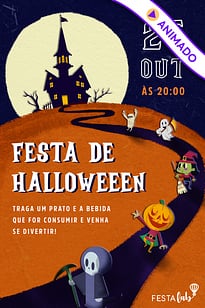 Modelo de Convite de Ocasioes especiais - Noite de Halloween Convite Noite de Halloween grátis para editar