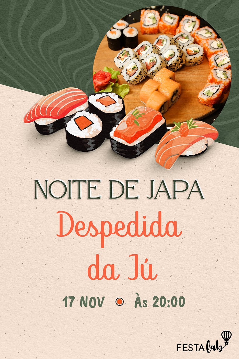 Convite Noite de Japa grátis para editar