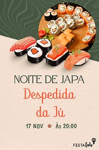 Modelo de Convite de Ocasioes especiais - Noite de Japa Convite Noite de Japa grátis para editar
