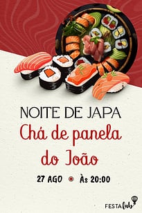 Modelo de Convite de Ocasioes especiais - Noite de Japa Vermelho Convite Noite de Japa Vermelho grátis para editar