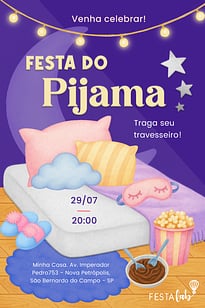 Convite Noite do Pijama grátis para editar