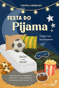 Modelo de Convite de Ocasioes especiais - Noite do pijama verde Convite Noite do pijama verde grátis para editar