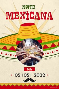 Modelo de Convite de Ocasioes especiais - Noite Mexicana Convite Noite Mexicana grátis para editar