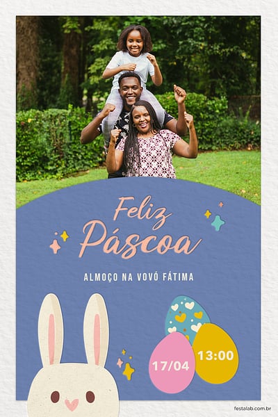 Modelo de Convite de Ocasioes especiais - Orelhinhas de Pascoa Convite Orelhinhas de Páscoa grátis para editar
