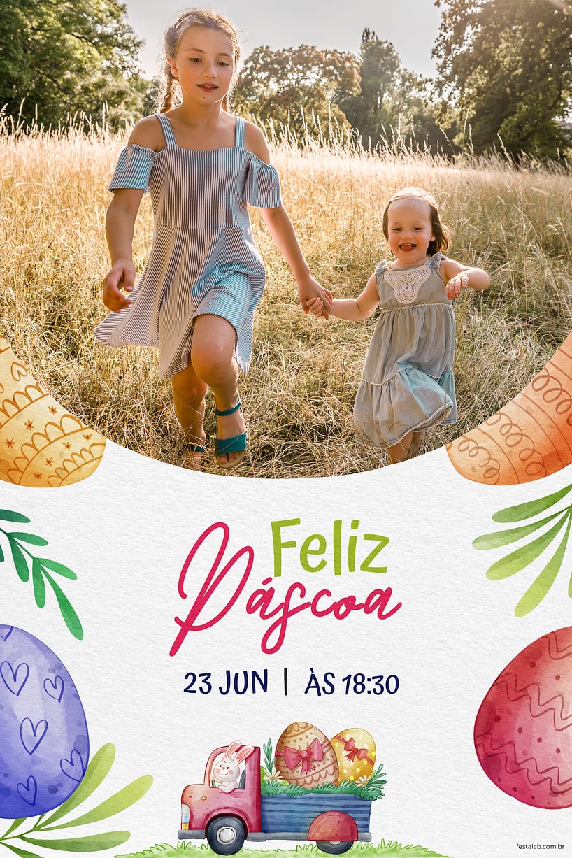 Convite Ovos de Páscoa grátis para editar