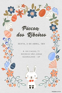 Convite Páscoa Delicado grátis para editar