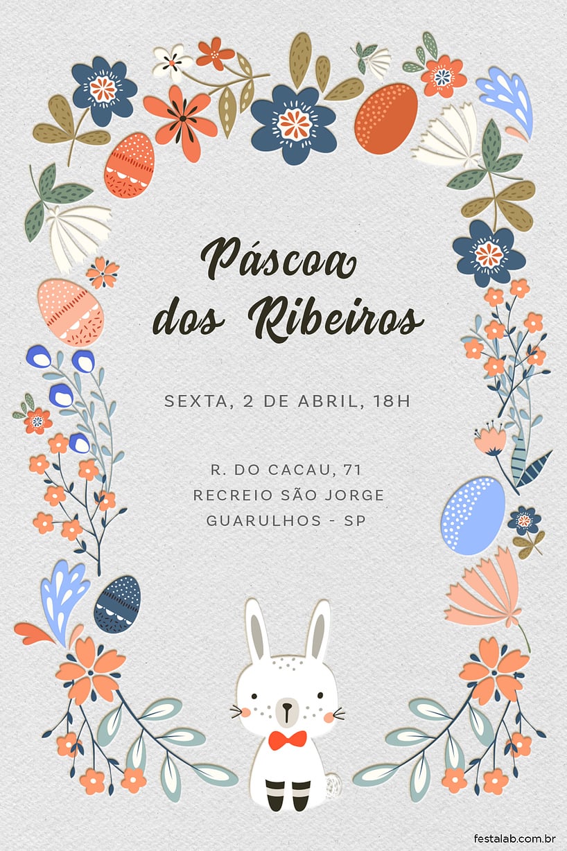 Convite Páscoa Delicado grátis para editar