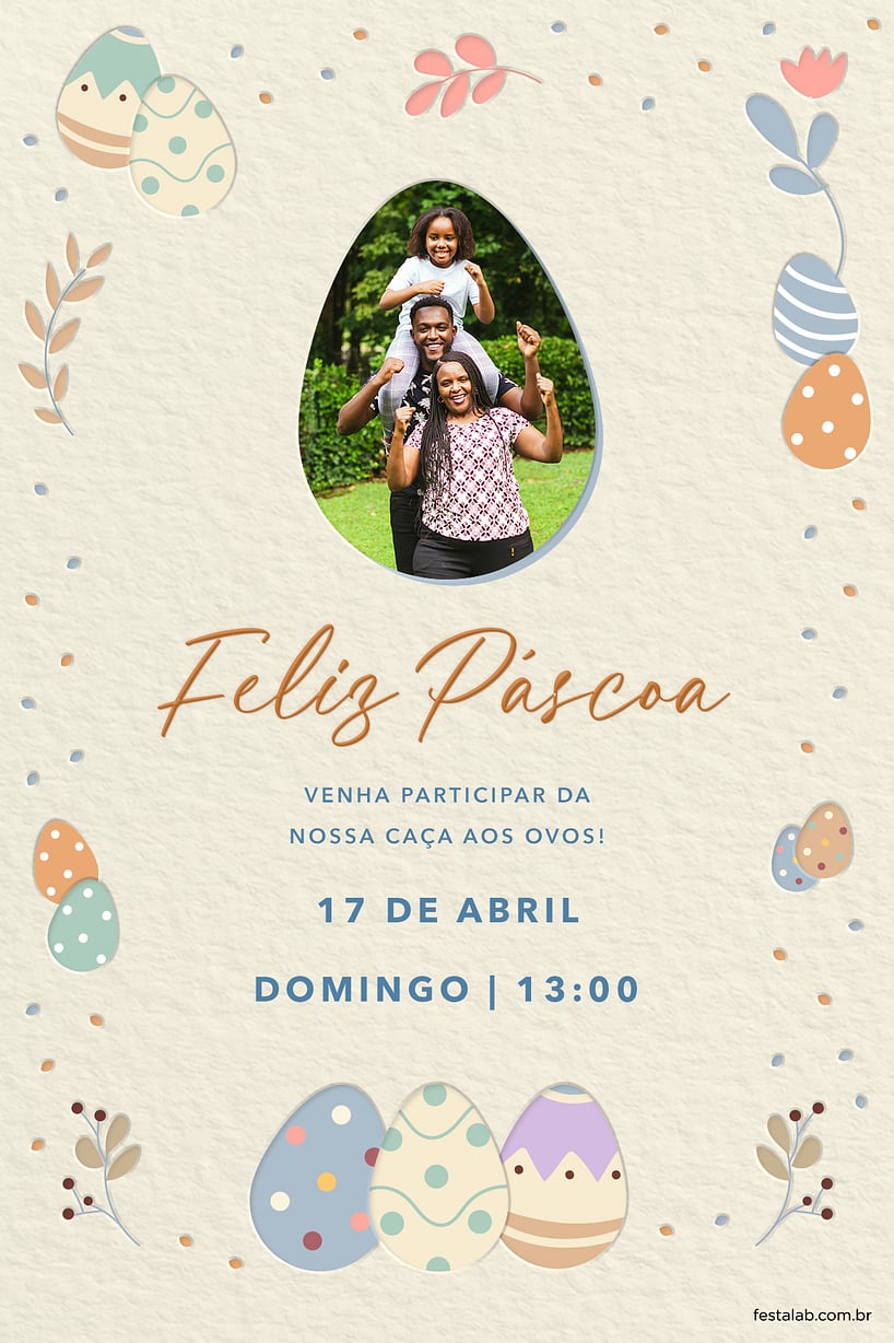 Convite Páscoa elegante grátis para editar