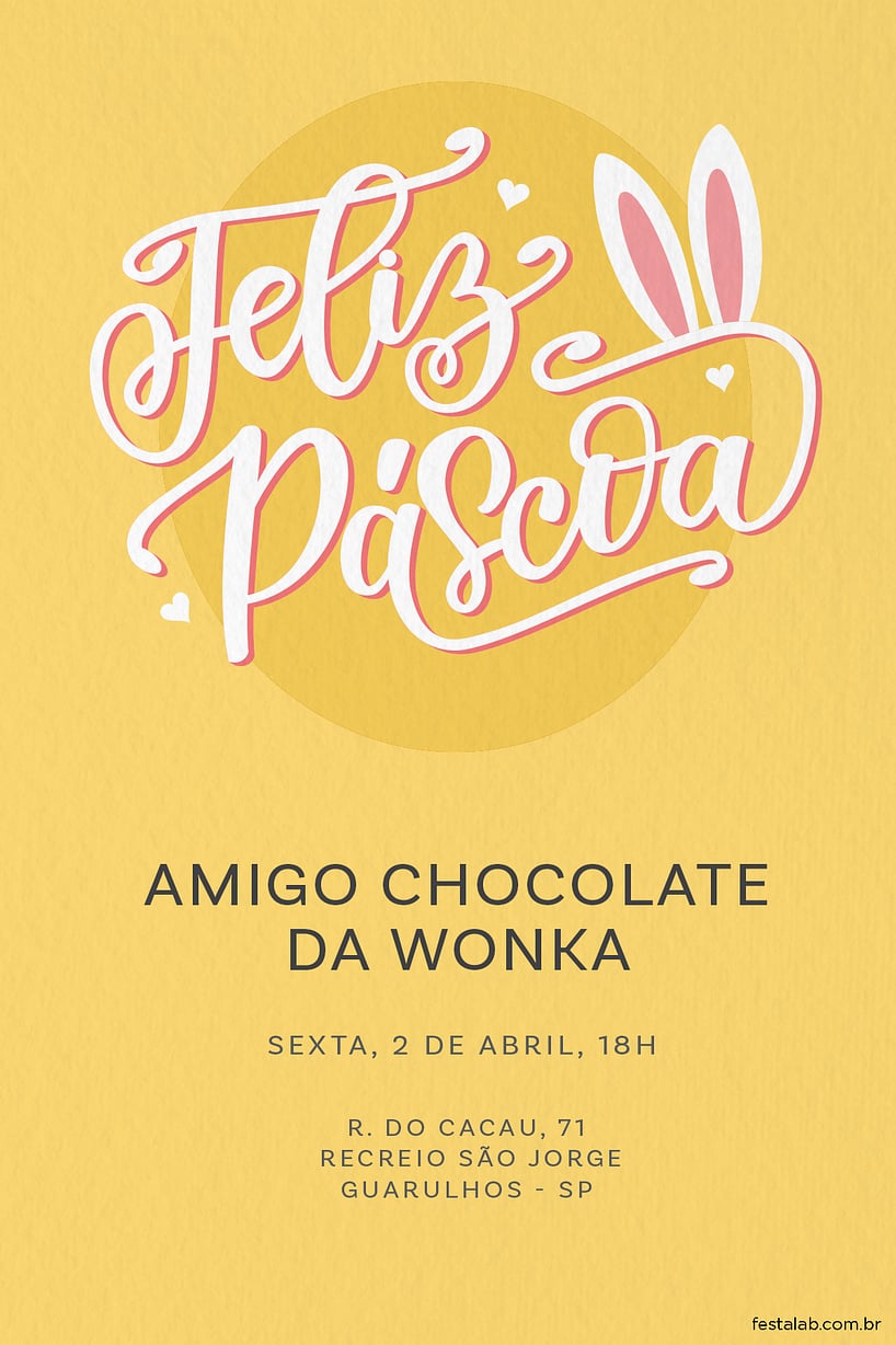 Convite Páscoa Lettering grátis para editar