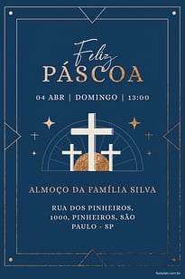 Convite Páscoa Religioso Azul grátis para editar