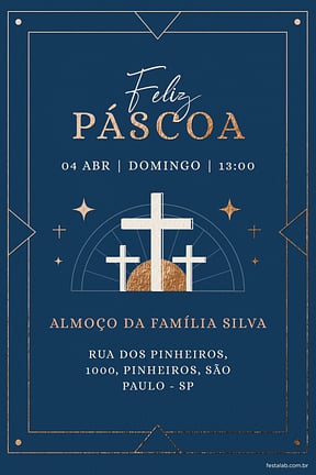 Convite de Ocasioes especiais - Pascoa Religioso Azul