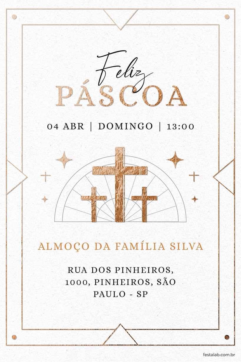 Convite de Ocasioes especiais - Pascoa Religioso Branco