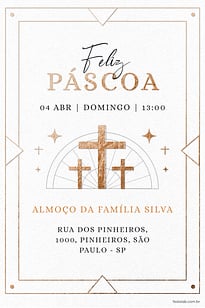Convite Páscoa Religioso Branco grátis para editar