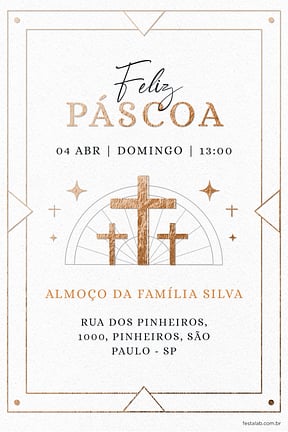 Modelo de Convite de Ocasioes especiais - Pascoa Religioso Branco Convite de Ocasioes especiais - Pascoa Religioso Branco