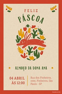 Convite Páscoa Rústico grátis para editar